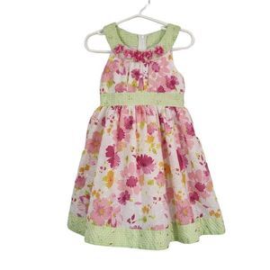 Bonnie Jean Pink and Green Floral Dress Size 3/3T